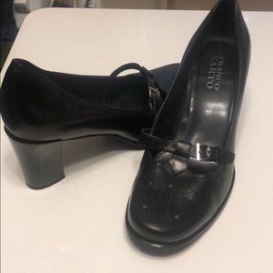 Franco Sarto Black Leather Block-Heel Mary-Janes